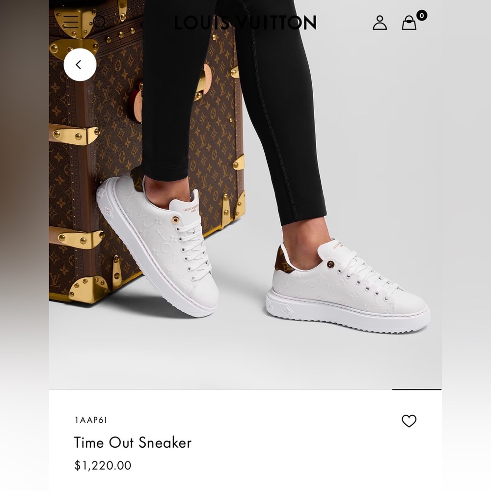 HP 💕LIKE NEW Louis Vuitton Time Out Sneakers 37.5 - Picture 2 of 13